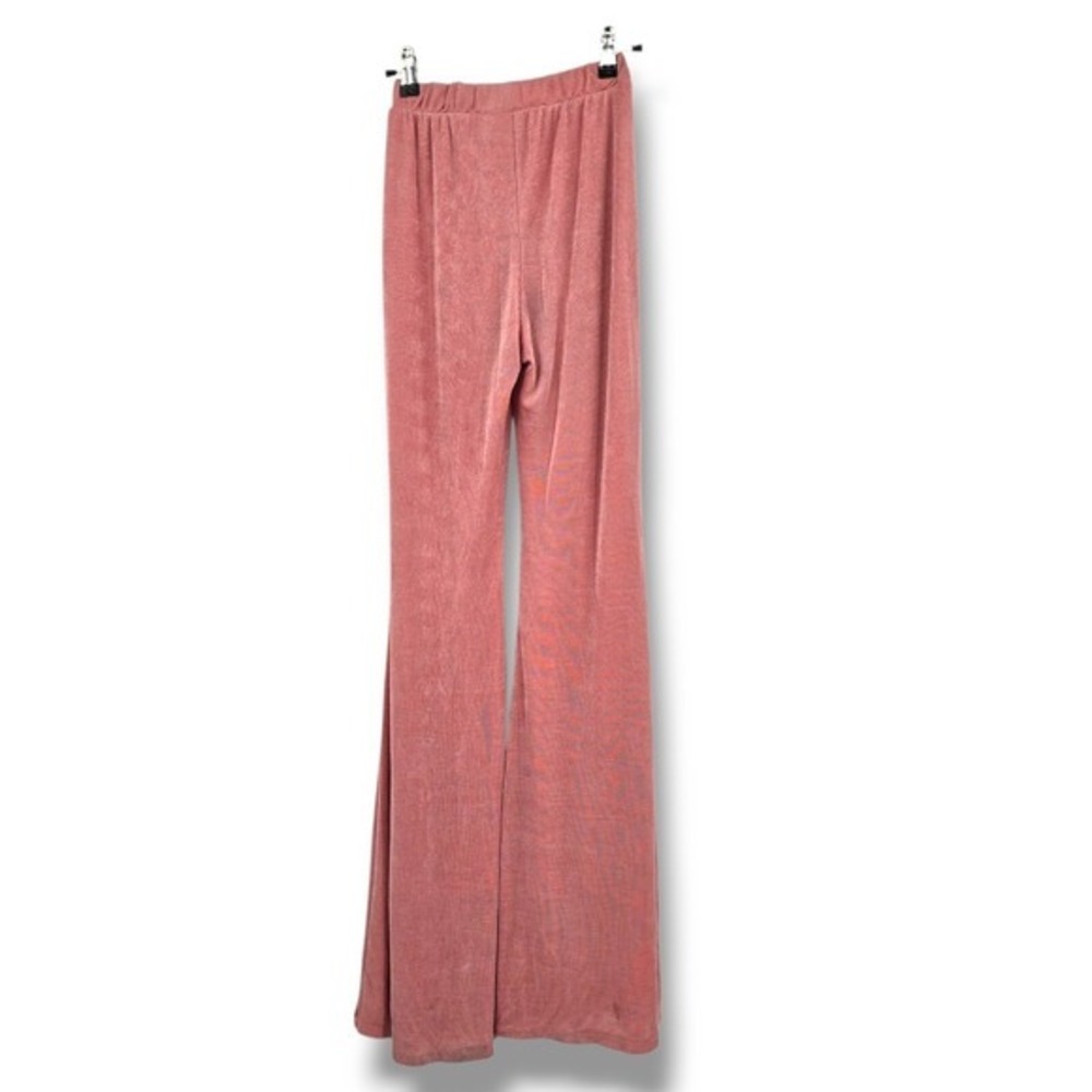 Blanc Clothing Flare Leggings High Waist Slinky Lounge Pants Stretch‎ Pink S